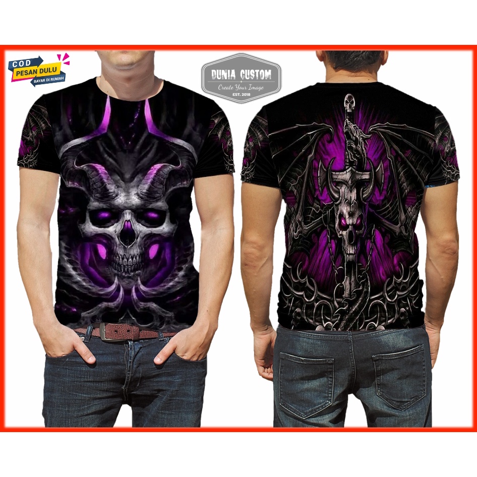 Kaos Tengkorak || Baju Pria Gambar Tengkorak Fullprint