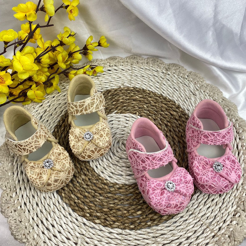 Mandirishoesstore-Sepatu Anak Prewalker Sepatu Baby Bayi Anak Belajar Jalan 0-12 Bulan Sepatu Bayi Murah Brokat Sepatu Bayi Pita Brokat Sepatu Anak Bayi Sepatu Pita Anak Perempuan Sepatu Bayi Perempuan Sepatu Anak Perempuan CPY07