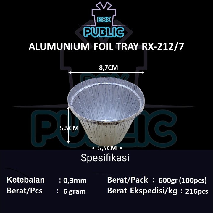 100 PCS Alumunium foil cup RX 212 + tutup - ALUMINIUM FOIL CUP RX-212 160ml