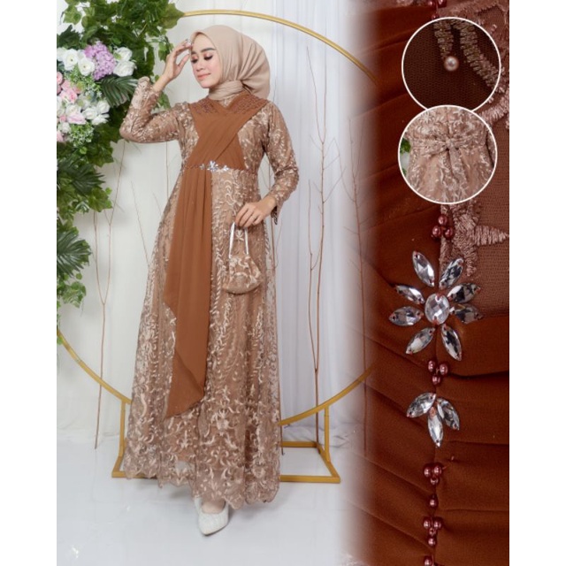 Kebaya Gamis Rasya KM / Gamis Kebaya Modern Pesta Mewah / Gamis Brukat / Gamis / Kebaya Modern / Gamis Kondangan