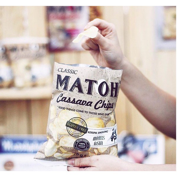 Matoh Cassava Chips - Keripik Singkong MANIS ASIN Gluten Free &amp; Non Msg 75 g