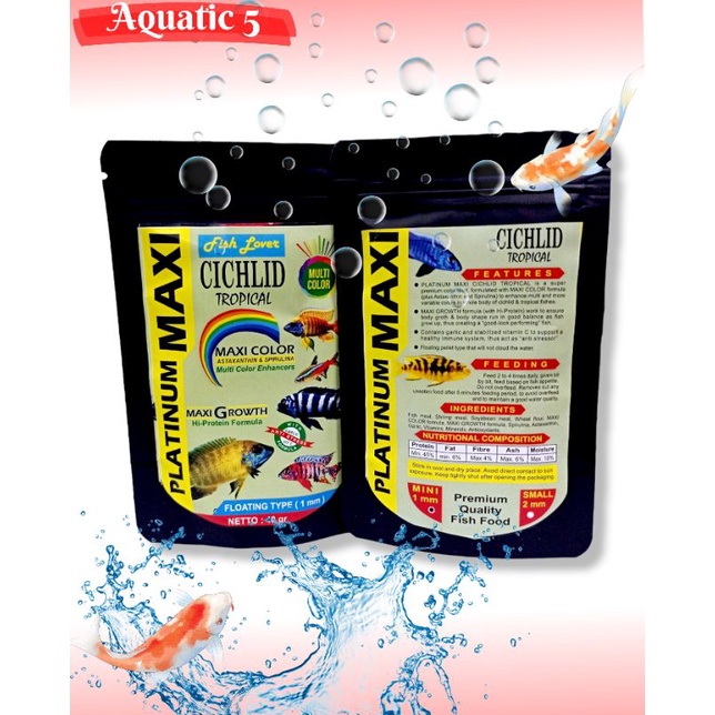 Makanan ikan FISH LOVER PLATINUM MAXI CICHLID TROPICAL 40GR