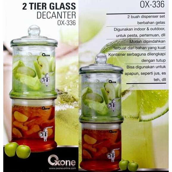 Tempat Minum Oxone OX-336 2 Tires Glass Decanter Oxone - Kaca