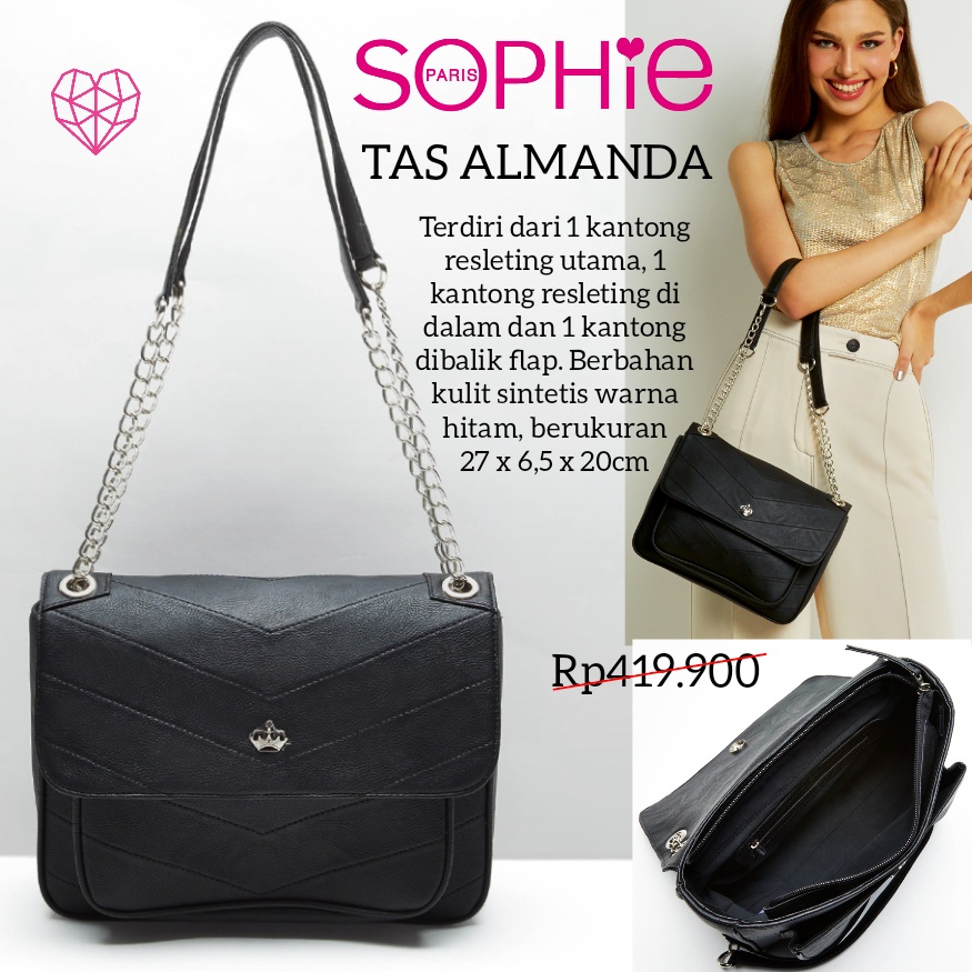 TAS ALMANDA SOPHIE MARTIN PARIS TAS HITAM WANITA SLING TOTE BAG PARIS