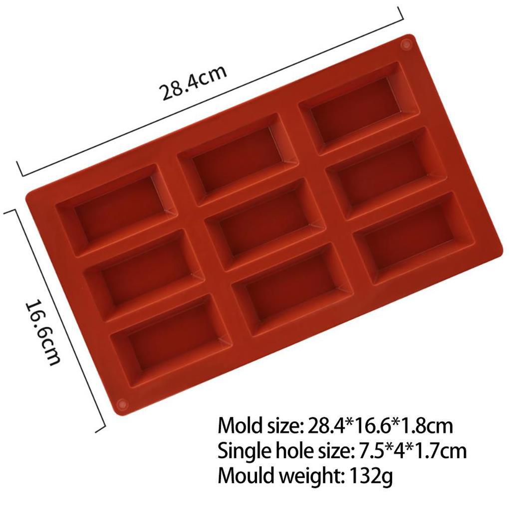 Cetakan Kue Silikon 9lubang Tray Persegi Panjang Fondant Mould Baking Ulang Tahun Reusable Alat Aksesoris Pernikahan Rumah