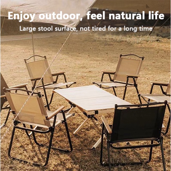 Kursi Lipat Portable Kursi Camping Folding Chair Furnibest Kursi Lipat Luar Ruangan Outdoor Kursi Berkemah Portabel Paduan Aluminium Kursi Kayu Sandaran Kursi Kursi Memancing / Kursi Kebun / Kursi Pantai / Kursi Piknik Bangku Tamasya Travelling Cafe Bar