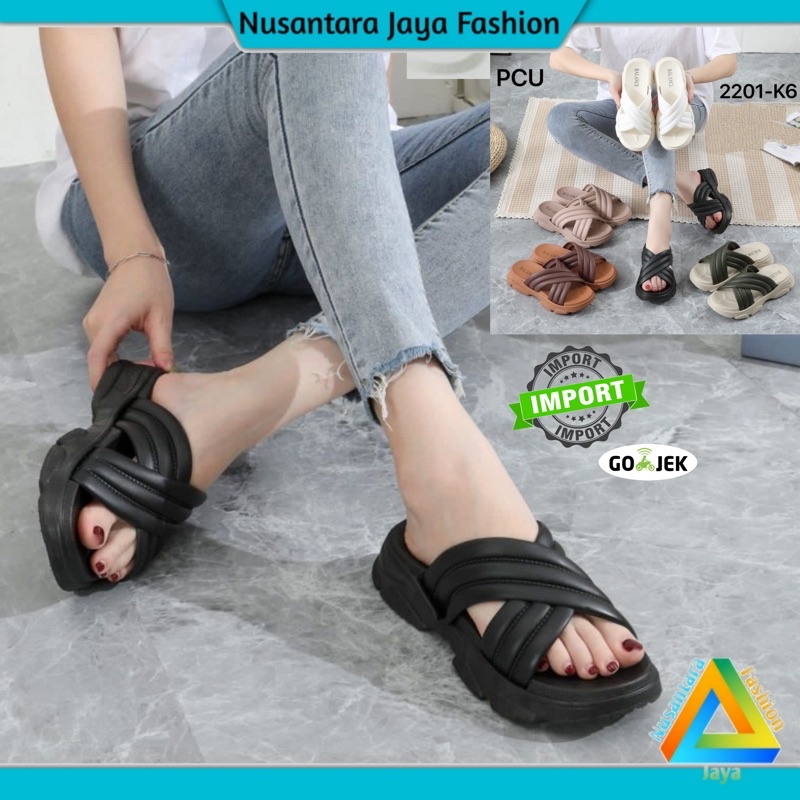 Sandal Wedges Wanita OLYMPIC Tali Silang Kekinian Balance 2201 K6