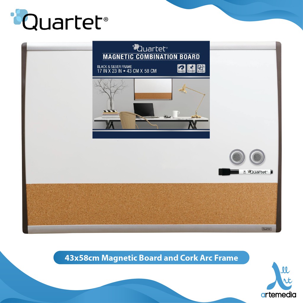 

Quartet 43x58cm Magnetic Board and Cork Arc Frame Papan Tulis Tempel