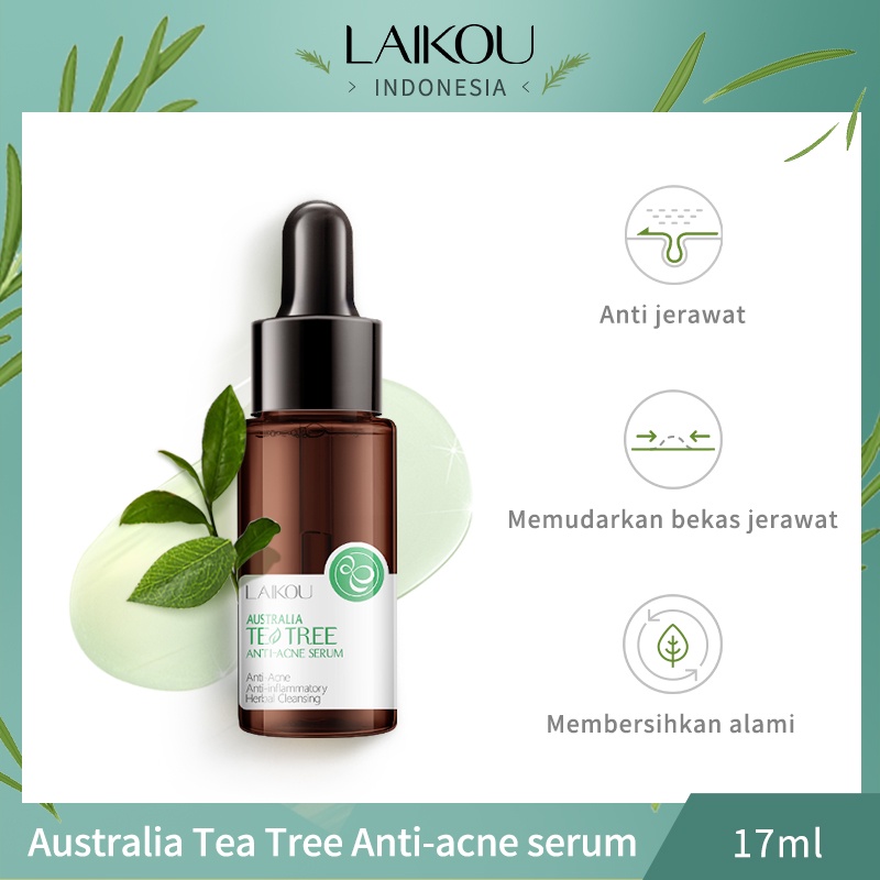 LAIKOU Tea Tree Serum Wajah Menghilangkan Jerawat Meringankan Bekas Jerawat Mengencangkan 17ml