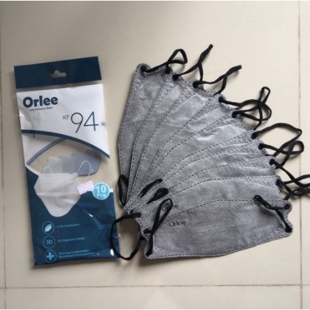 MASKER KF94 ORLEE/OB TALI WARNA RANDOM 4PLY EARLOOP ISI 10PCS PACK ORIGINAL HITAM/ABU/PUTIH/ORANGE