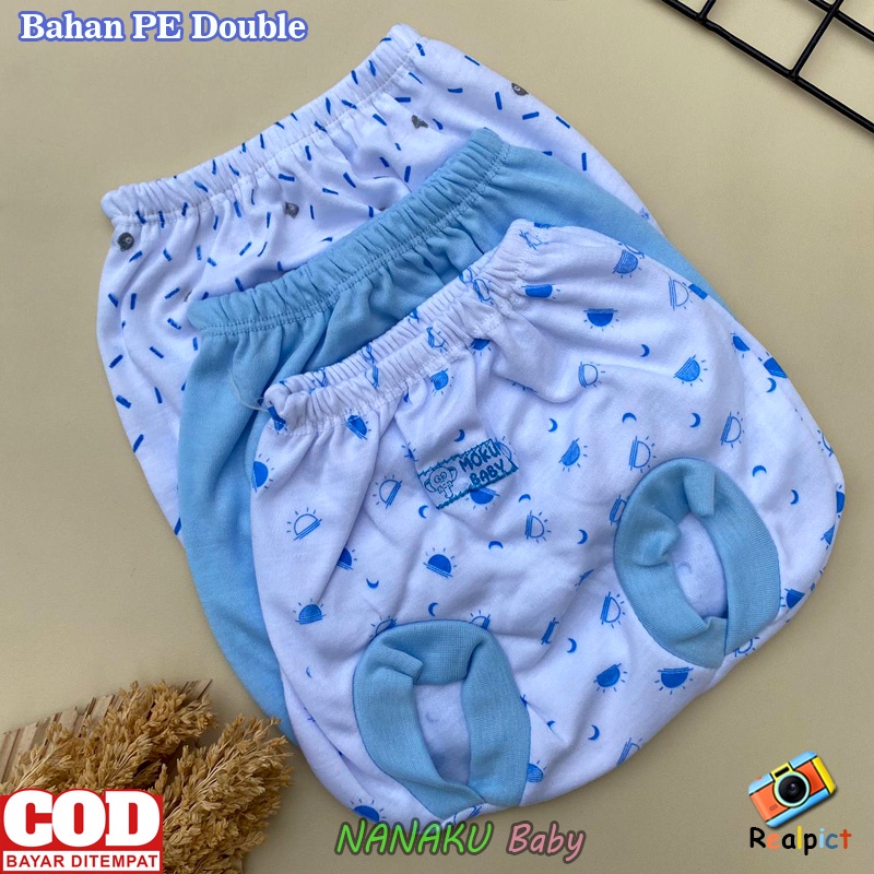Isi 3 PCS Celana Bayi Baru Lahir Celana Kacamata Celana POP Bayi Seri Biru Usia 0-3 Bulan - Ana Baby