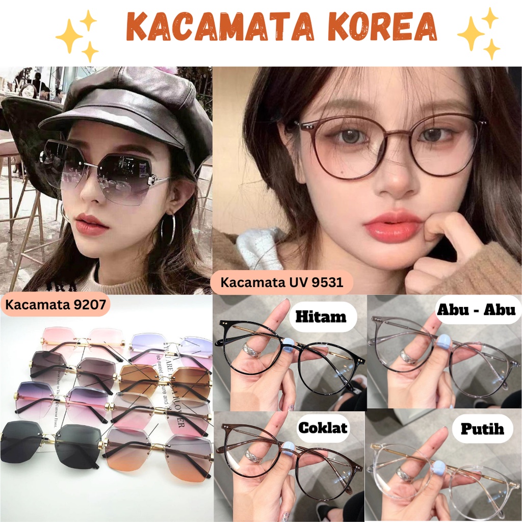 Kacamata Fashion Wanita Kacamata Retro Korean Fashion Kacamata Hitam Warna Gradasi