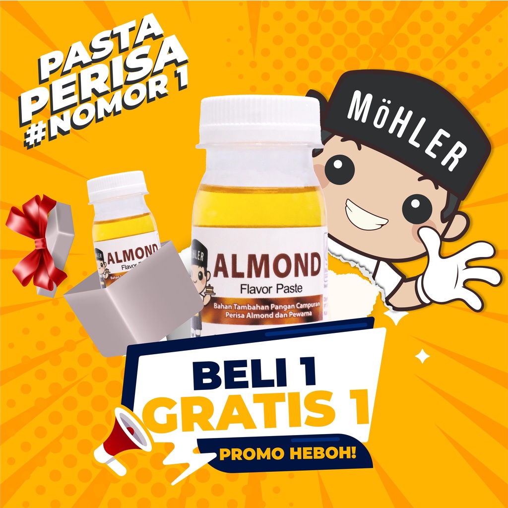 MOHLER Pasta perisa pewarna Almond (KLIK KOMBO HEMAT UNTUK BELI 1 GRATIS 1)