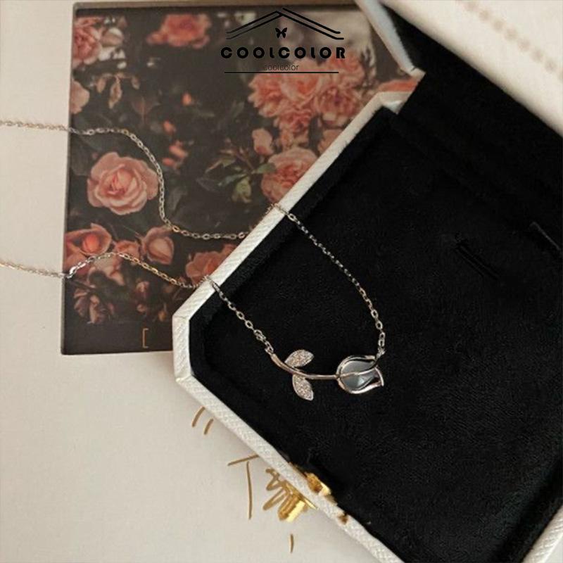 COD❤️Kalung Choker Liontin Bunga Mawar Gaya Korea Untuk Wanita  Anti Karat Dan Anti Luntur Murah Fashion Wanita Sederhana Aksesoris Perhiasan Hadiah Ulang Tahun
