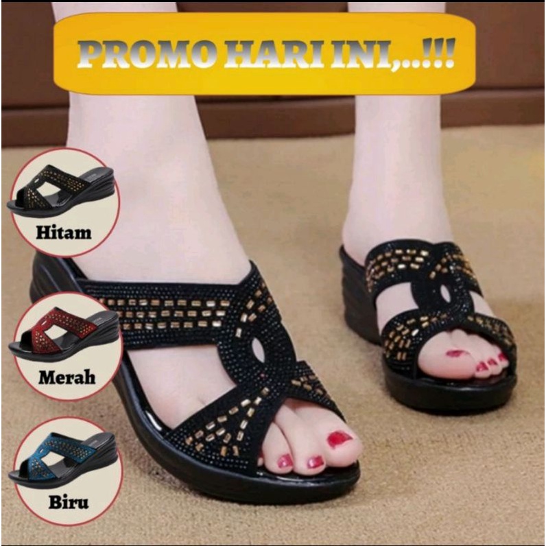 Sandal Wedges Wanita kekinian 2021 / sendal wedges calbi / sandal kondangan Terlaris lagi hits calbi