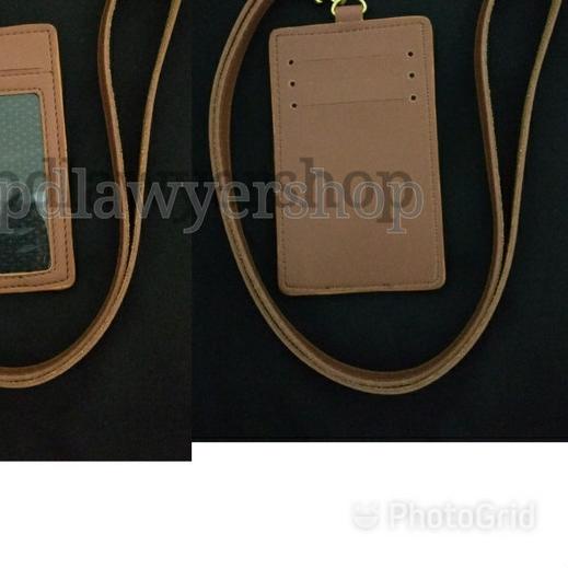 

Name Tag Id Card Dompet Kartu Tali kulit 4 Slot Coklat Dof PREMIUM