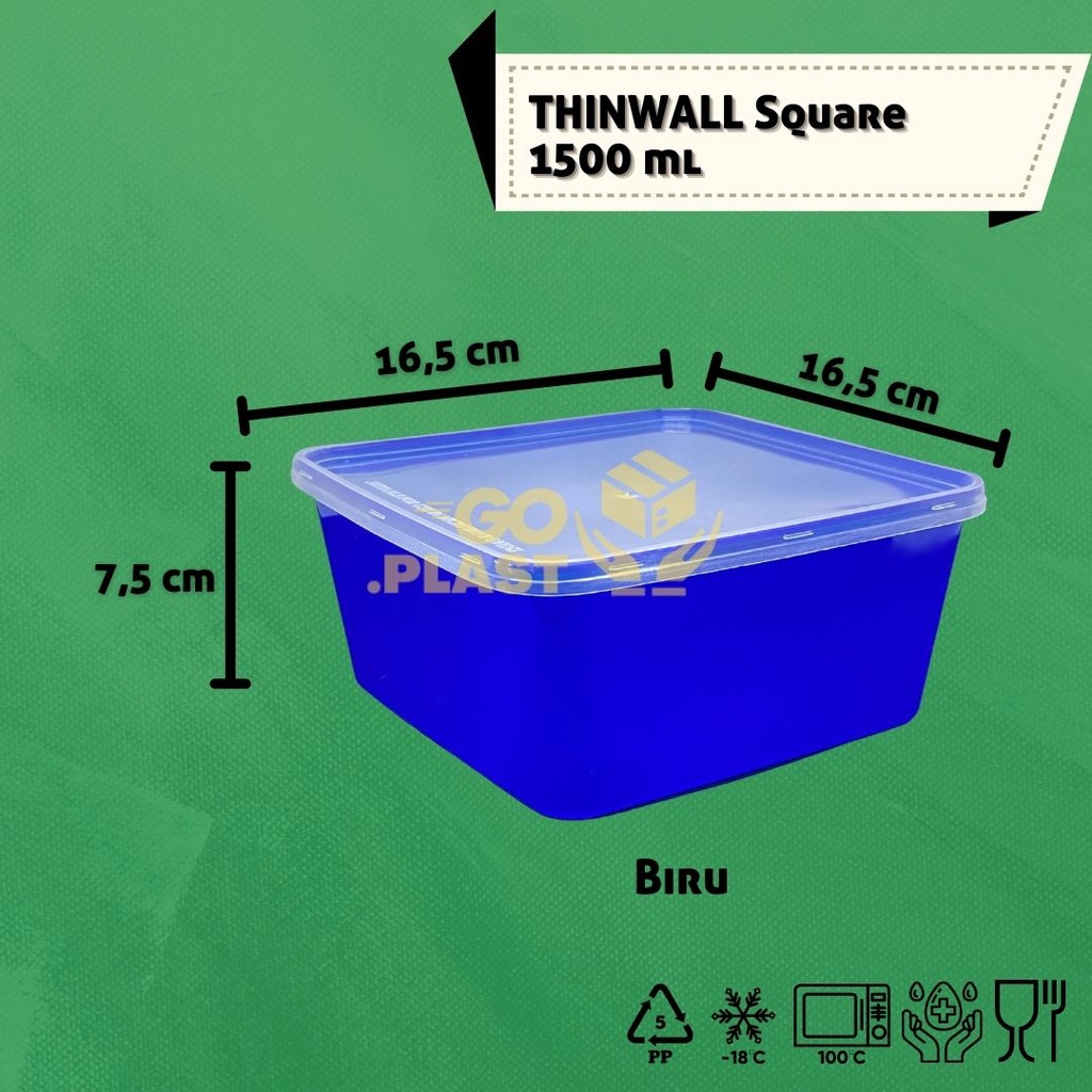 THINWALL 1500 ML WARNA / KOTAK MAKAN PLASTIK 1500 ML WARNA ISI 6 PCS