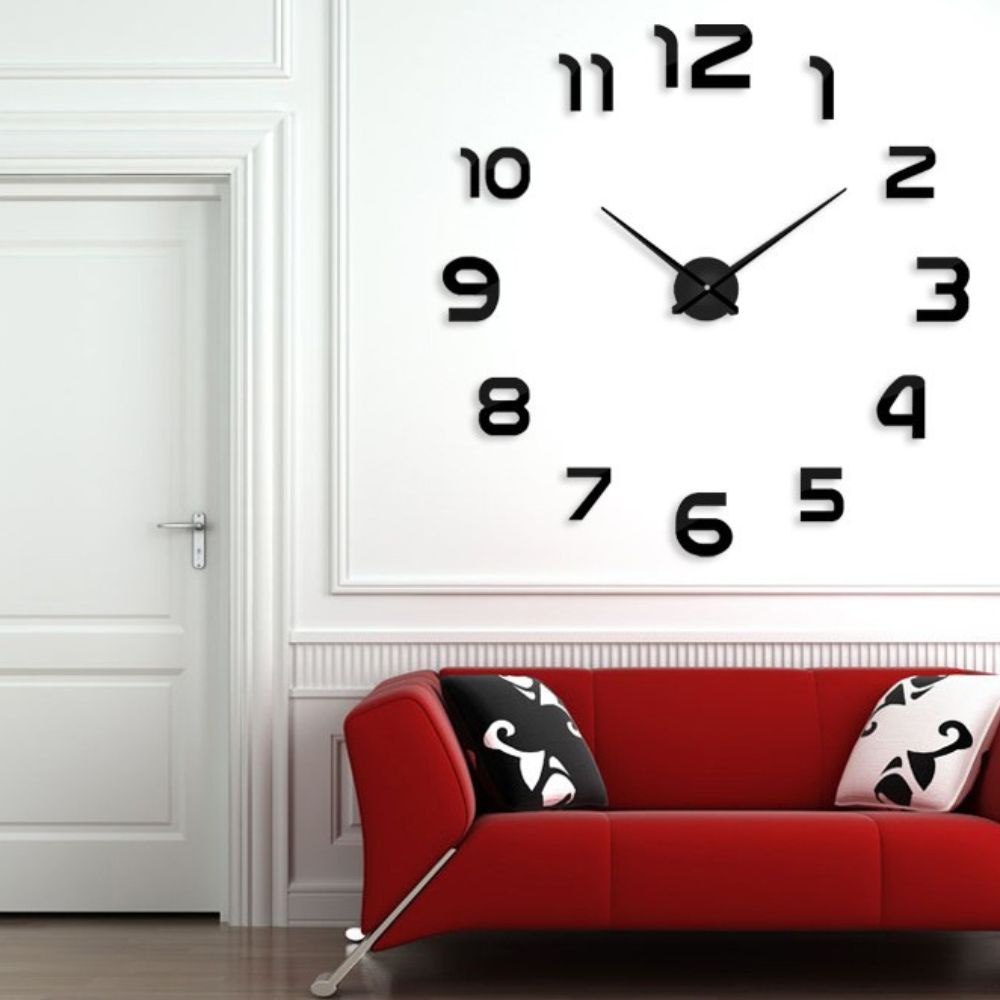 MARKETBIX Jam Dinding 3D DIY Giant Wall Clock Diameter 80-130cm Tempel Besar Angka Jumbo Estetik