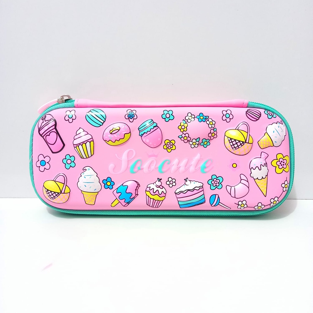 Tempat pensil Anak TK SD Motif Es krim Cake Kue Donut Kotak Pensil 3D Timbul Cake Kado Ultah Anak Perempuan Kotak Pensil Import Berkualitas