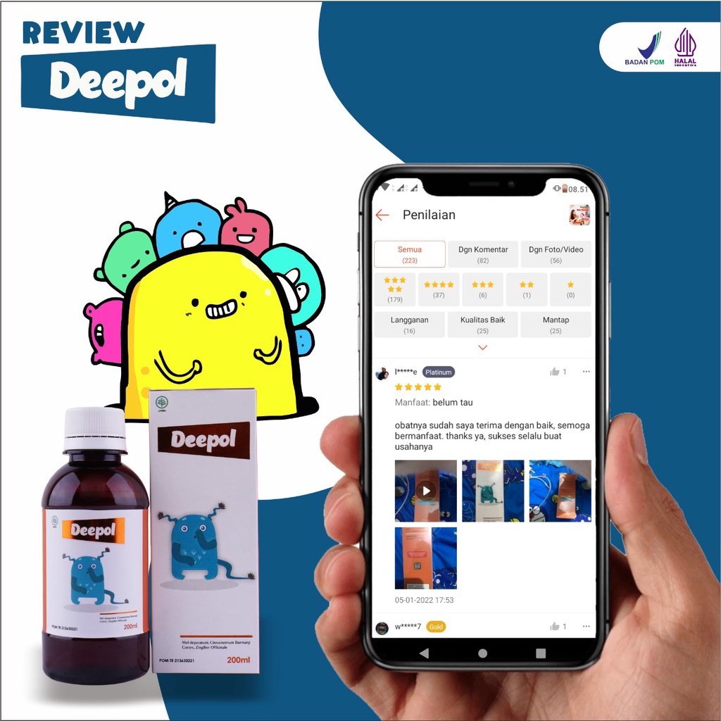 Deepol - Depol 100% Original Madu Anti Ngompol Ompol &amp; Perlancar Saluran Pencernaan Anti Kembung &amp; Sembelit Anak &amp; Bayi Isi 200ml