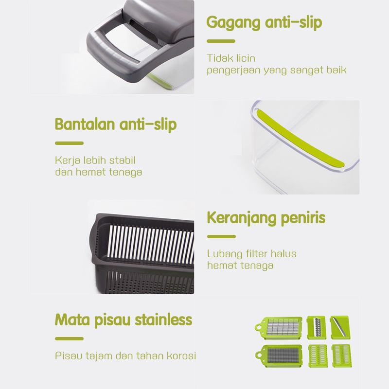 Parutan Serbaguna Sayur dan Buah Multifungsi 8 in 1 Pengiris Sayur Vegetable Fruit Slicer