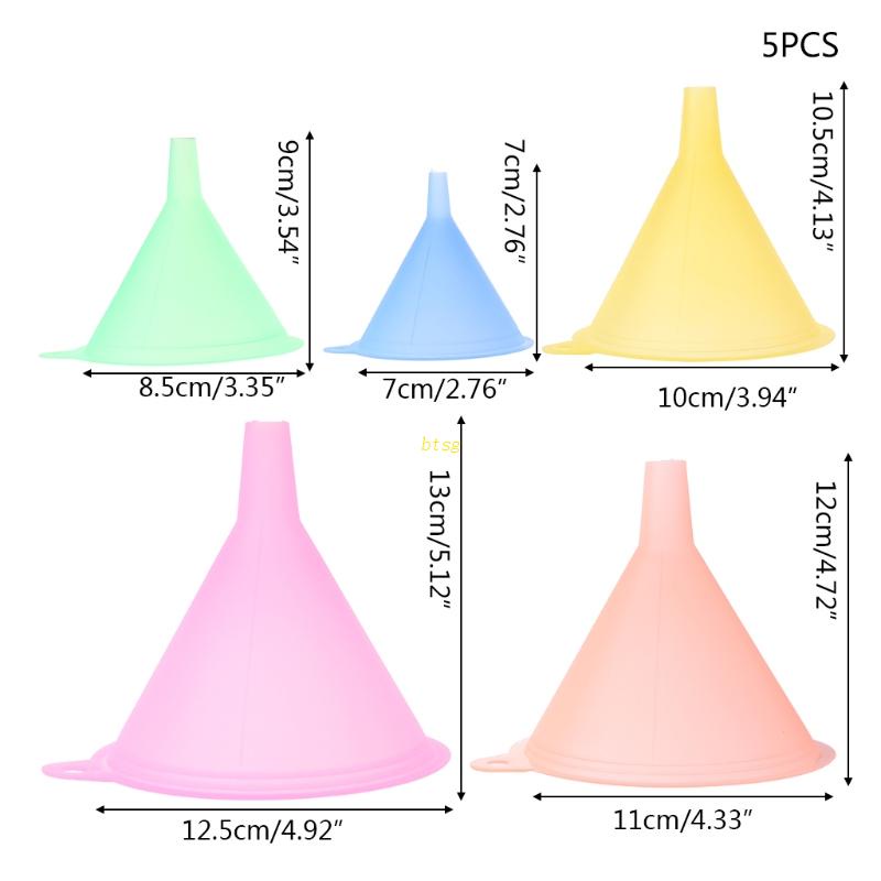 Btsg 5Pcs / Set Corong Plastik Warna-Warni Ukuran Kecil / Medium / Besar Untuk Minyak / Cairan