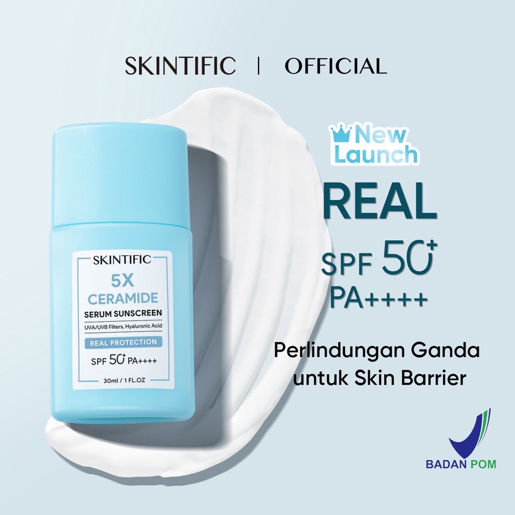 BPOM SKINTIFIC Sunscreen 5X Ceramide Serum Sunscreen Stick SPF50 PA++++ Skincare Sunblock Sunblok Wajah 30ml Untuk Skin Barrier