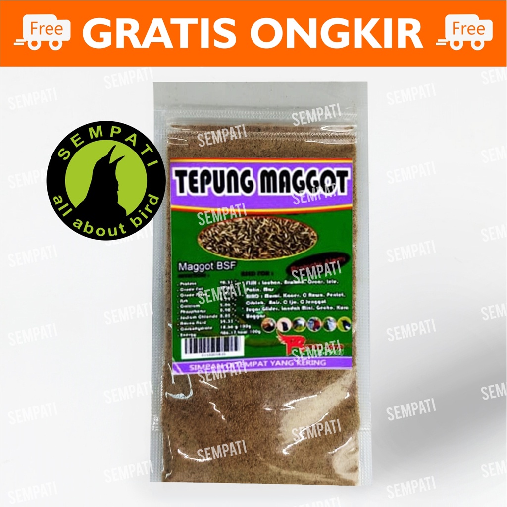 TEPUNG MAGGOT R-FAM JAYA LARVA LALAT HITAM BSF ORGANIK PAKAN BURUNG MURAI KACER CIBLEK PENTET PLECI