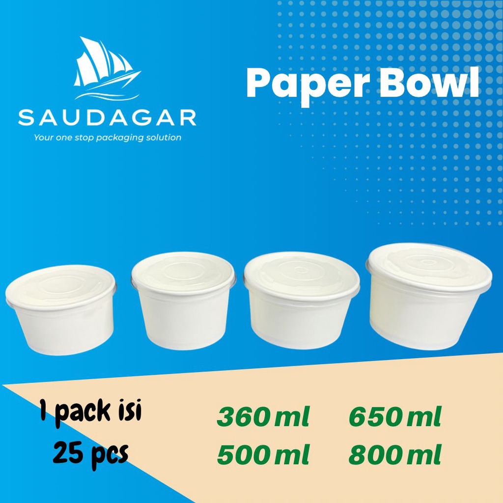 Paper Rice Bowl 500 ml / Mangkok Kertas Dengan Tutup