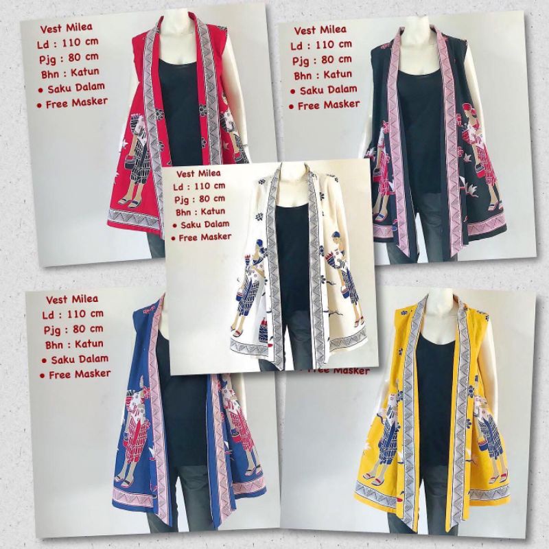 Bolero Batik Wanita Vest Outer Cardigan Batik Jamu Batik Karakter Batik Kuliah Batik Kerja Batik Mod