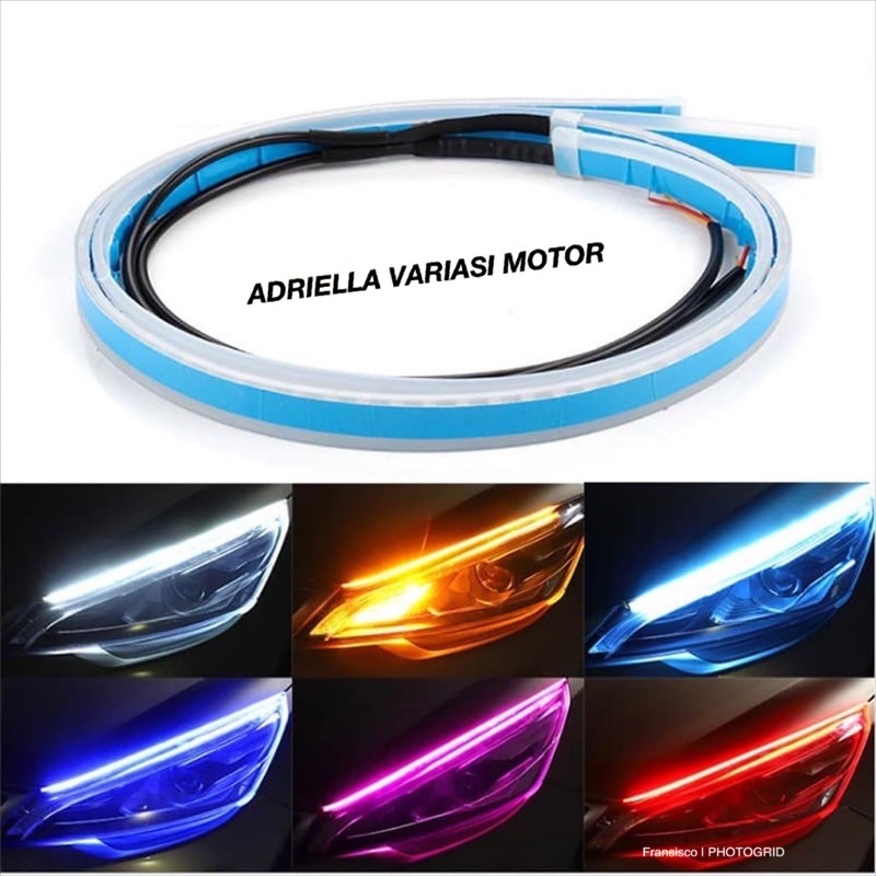 HARGA 1Set 2pcs Running LED DRL Lampu Alis Fleksibel Waterproof 2Mode Motor Mobil