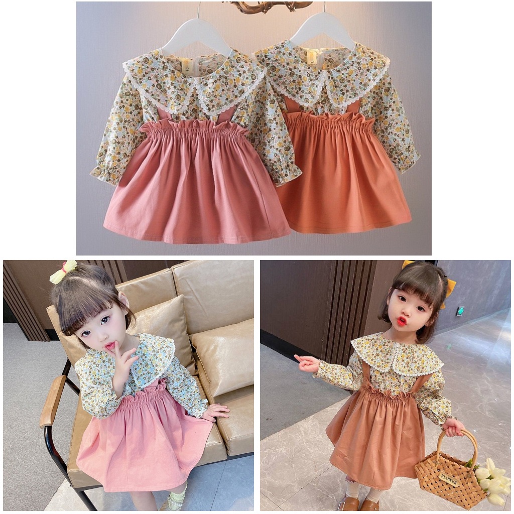 DR17- 0-3T Dress Overall Anak Bayi Perempuan Korea Vintage