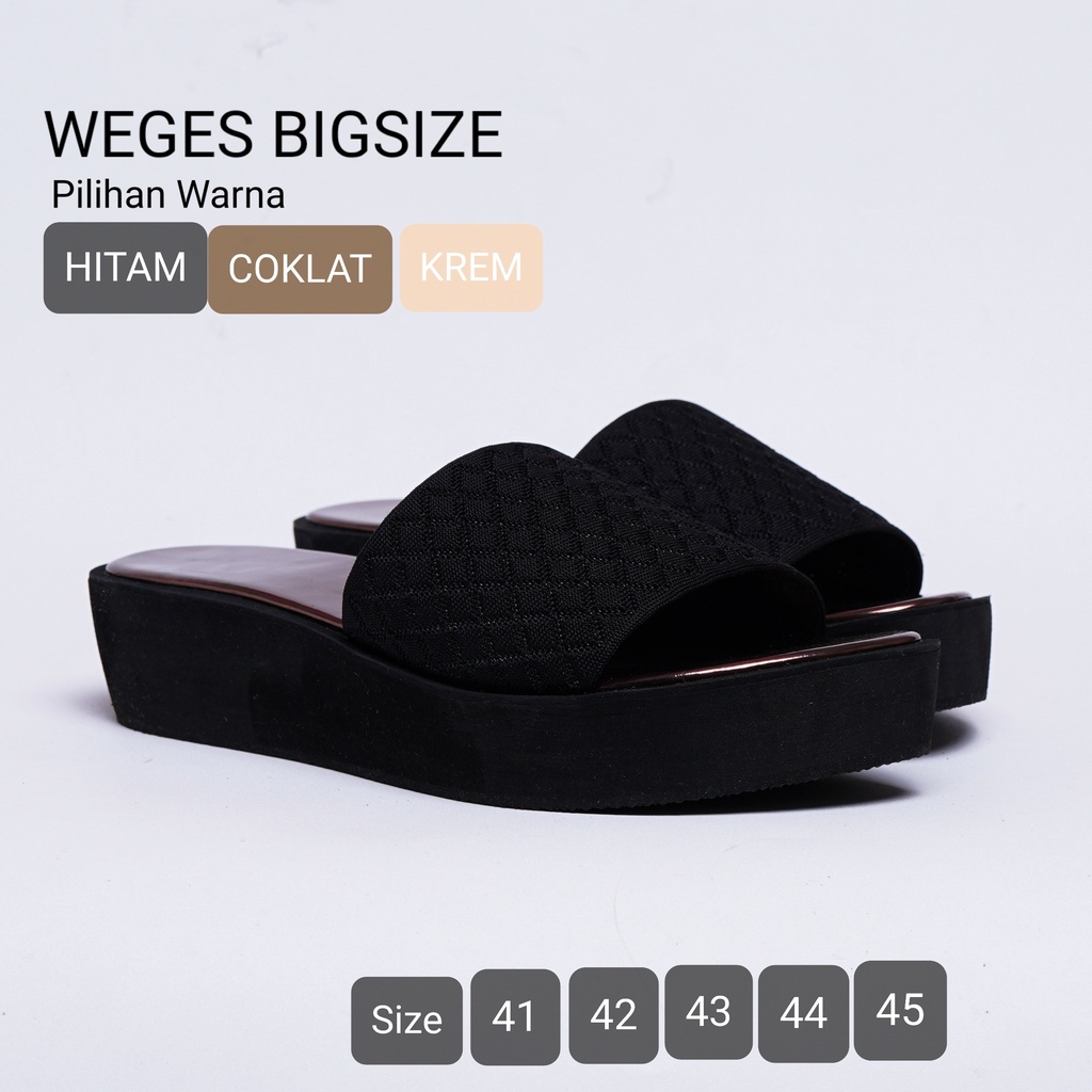 Wedges hak 5 cm wanita big size 41,42,43,44,45 / Sendal Jumbo wedges kondangan cantik