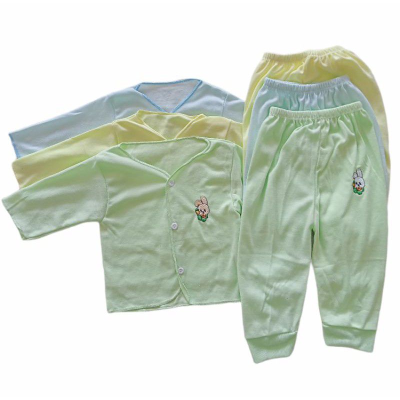 3 pcs Baju Bayi Lengan Panjang + 3 pcs Celana Panjang