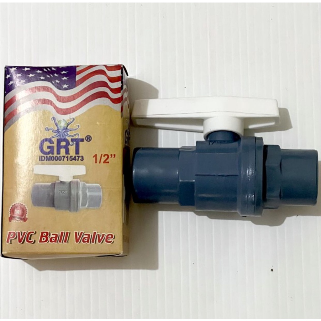 Ball Valve PVC Stop Kran Keran Plastik Tebal USA GRT3/4&quot;