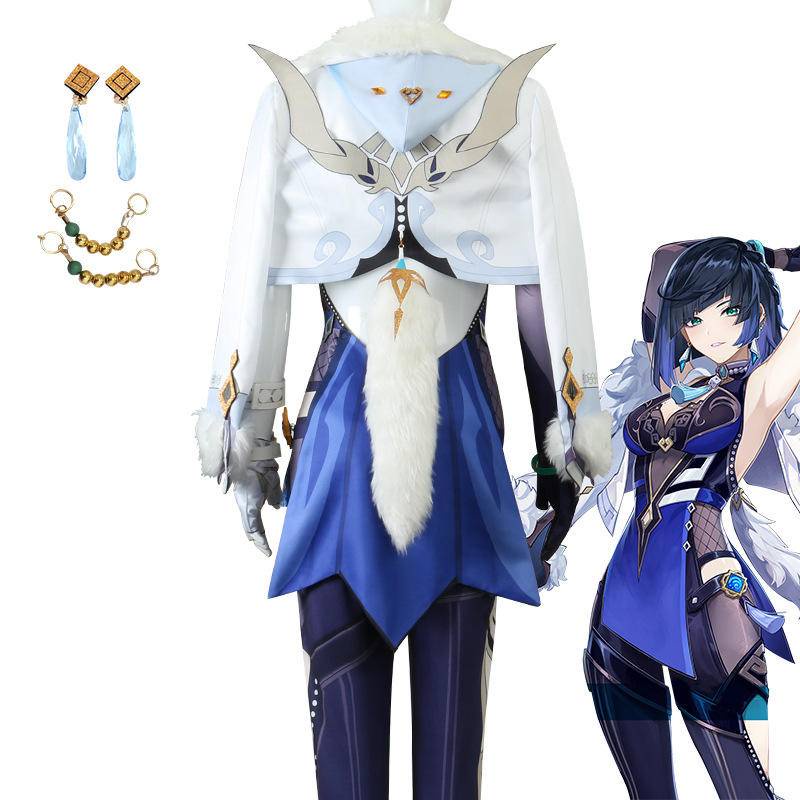 【Wetrose】Genshin Impact Yelan Women Cosplay Costume Lady High Quality Cos Set