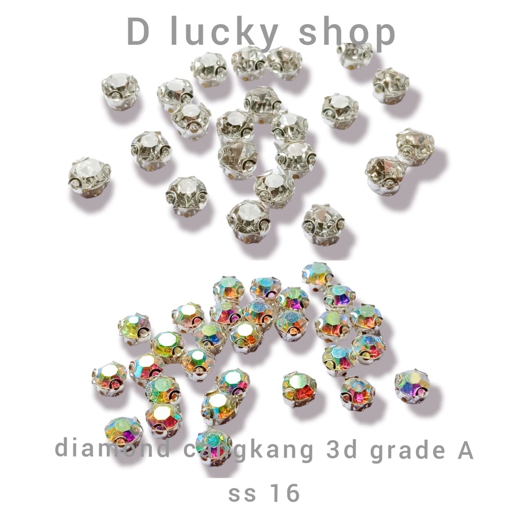 diamond cangkang jahit permata cangkang kristal 3D uk ss 16 per lusin size kecil