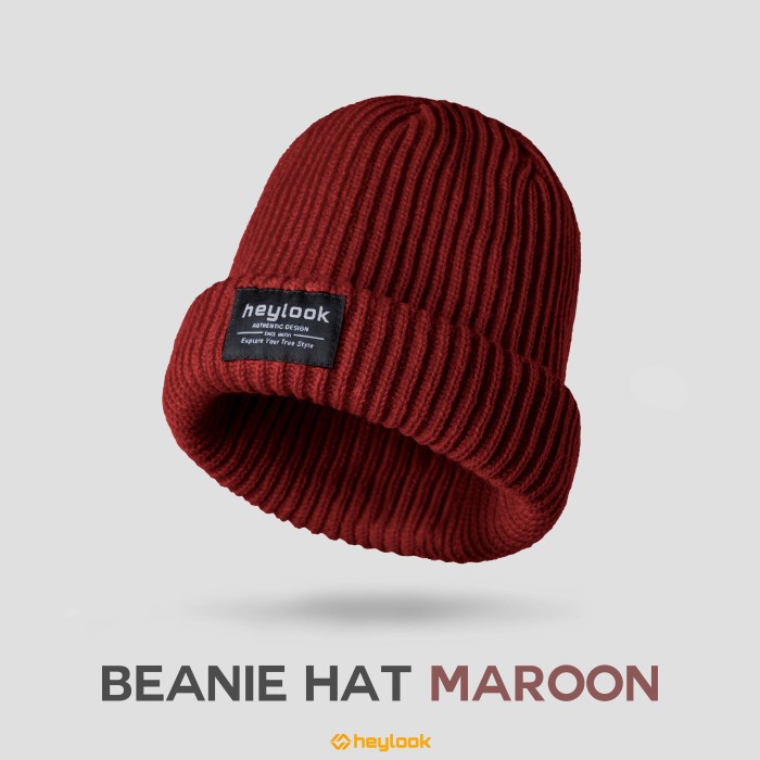 topi distro KUPLUK PRIA WANITA BEANIE HAT KUPLUK DISTRO HEYLOOK - MAROON L6I6 BEST SELLER topi cewek