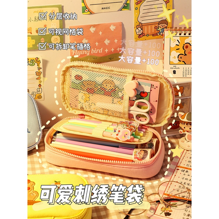 

2021new Pencil Case INS Japanese Female Large Capacity Pencil Case Junior High School Student Cute F