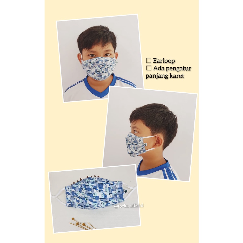 Masker kain 5 lapis dewasa &amp; anak tipe bomber original bisa dicuci ulang