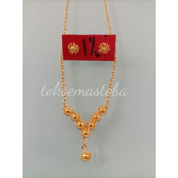 ACC set kalung dan anting bunga matahari /kalung emas wanita/kalung emas 24karat 99.9% /emas toba 11