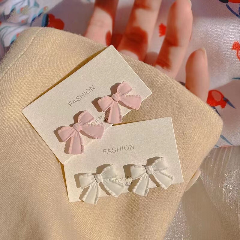 Anting Tusuk Pita Warna Pastel Korean Stud Earrings Import