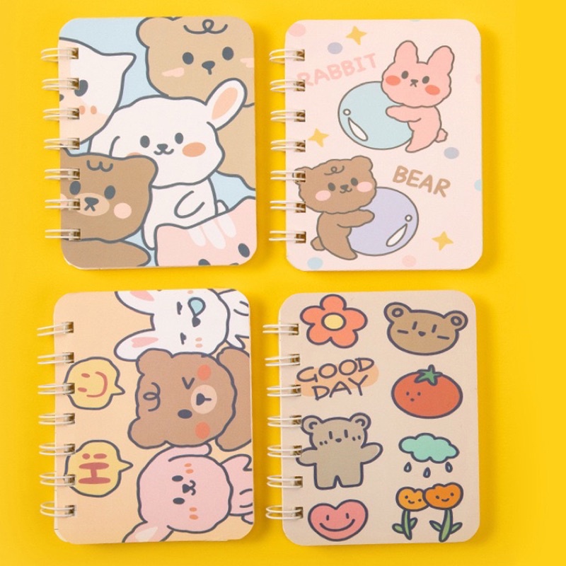 1 pcs Buku / Notebook Mini Ring A7 Motif-Rabbit bear