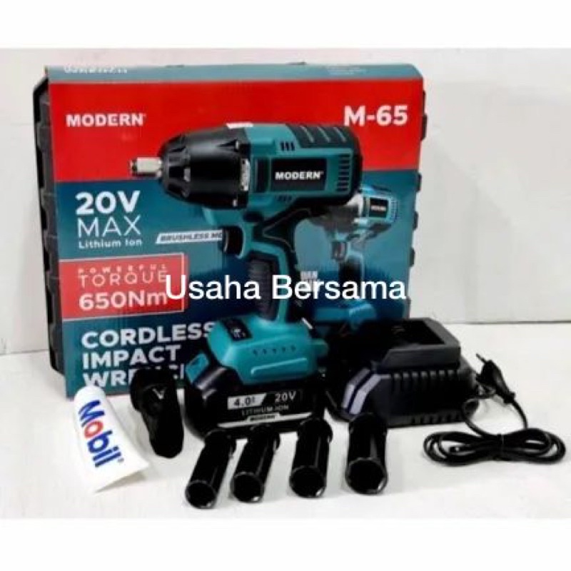 Impact Wrench Modern M65 Cordless Modern 20V Mesin Pembuka Baut