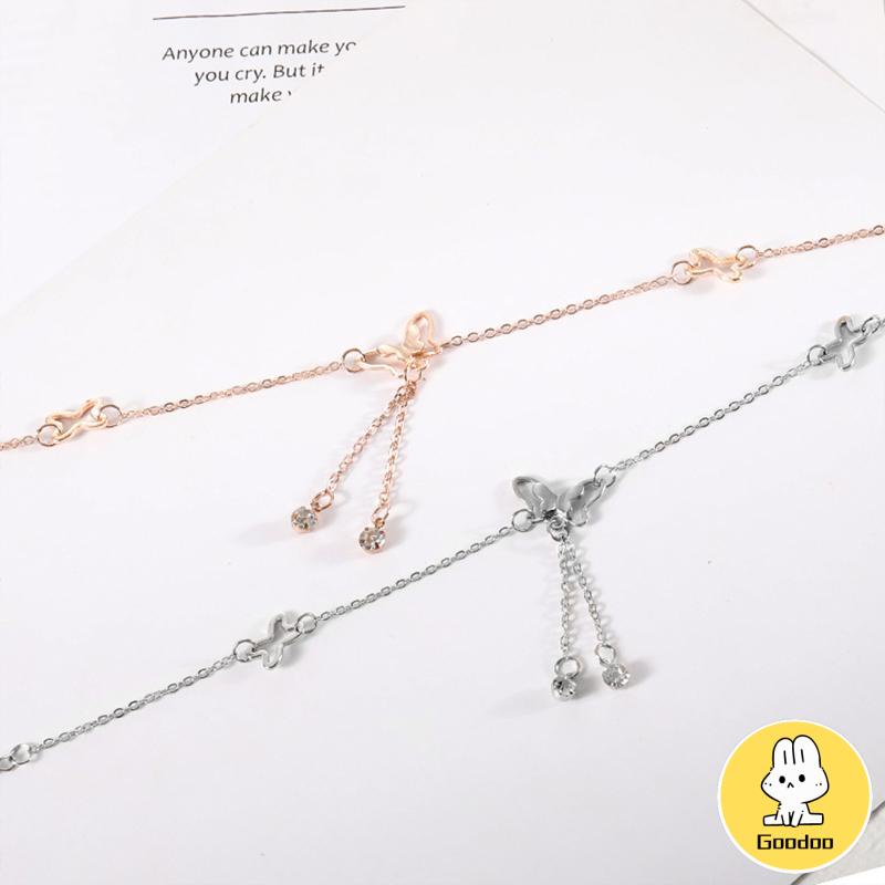 Fashion Gelang Kaki Dan Tangan Rantai Alloy Ala Korea Dengan Liontin Butterfly Kupu-kupu  -Doo