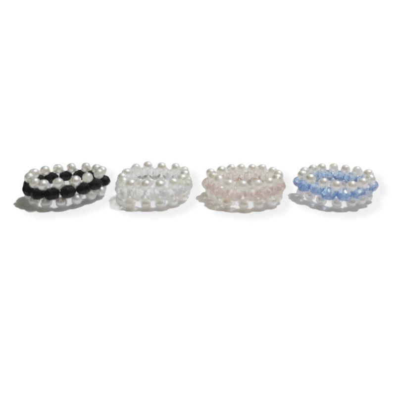 Glenda Crystal Pearl Crown Ring Cincin Mutiara Diamond Anyam Aesthetic Ala Korea