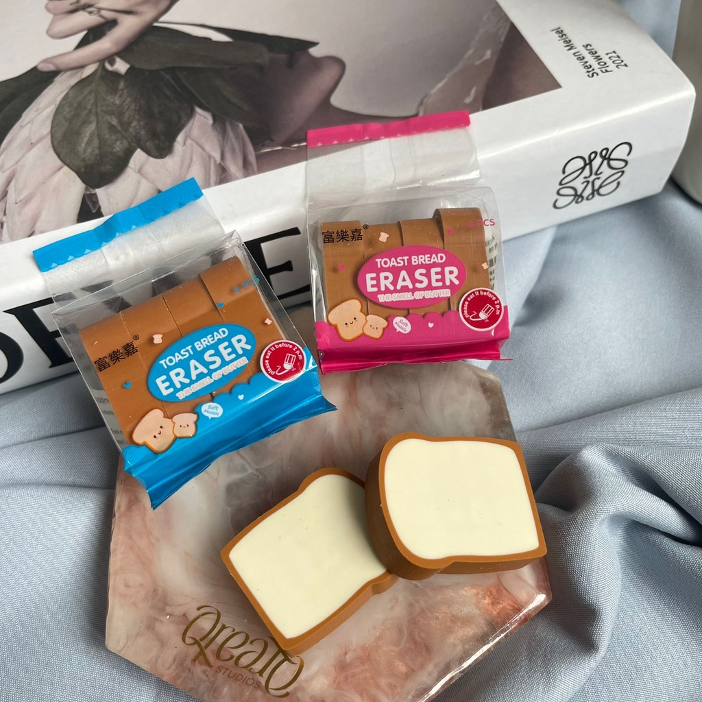 

ISI 4PCS ROTI PENGHAPUS ROTI TAWAR / PENGHAPUS LUCU UNIK BENTUK ROTI