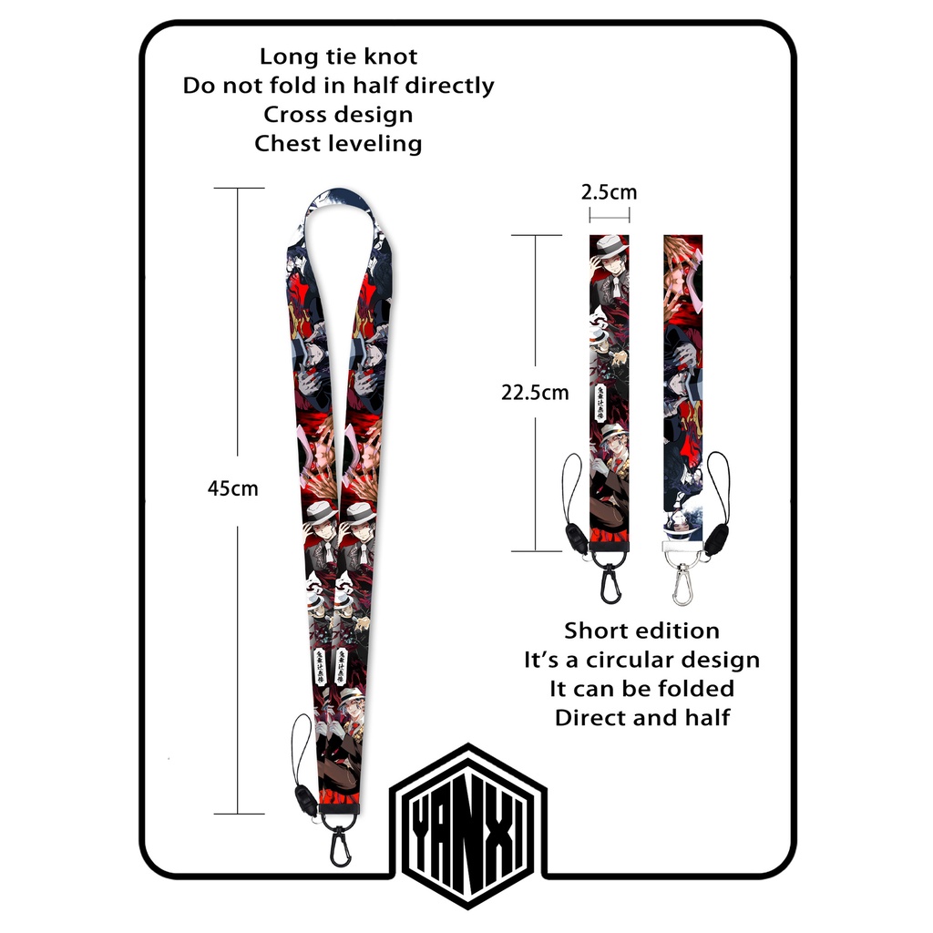 Tali lanyard Panjang Dapat Dilepas Desain Ghost killing blade Untuk Ponsel