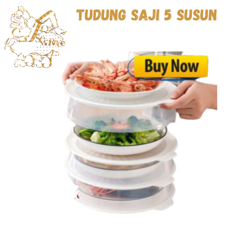 STACKABLE FOOD COVER PENUTUP MAKANAN TUDUNG SAJI TAHAN PANAS 5 SUSUN TINGKAT