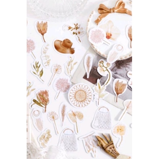Random 10 pcs sticker vintage flower mix for journaling / bujo